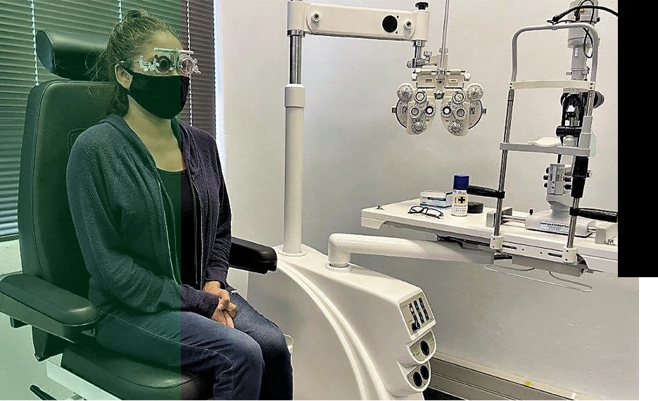 Woman getting eyes tested at Jannie Mouton Low Vision Clinic