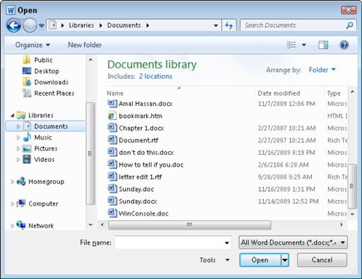 Click the Open button and all the documents open