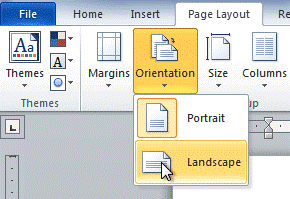 Click the Orientation command in the Page Setup group