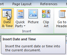 From the Design tab click the Date and Time command