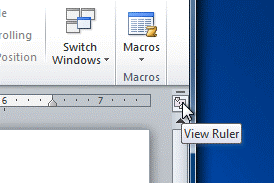 If you cant see the ruler click the View Ruler icon over the scrollbar to display it