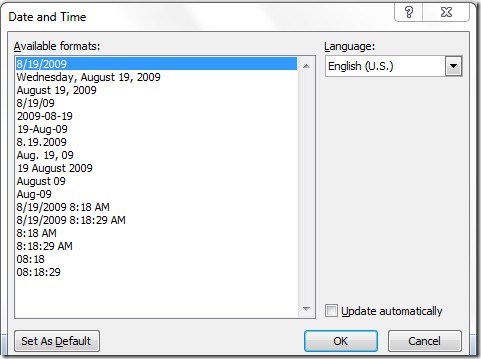 Now select the Datetime format along with language and click OK