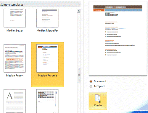 Select the desired template and click Create