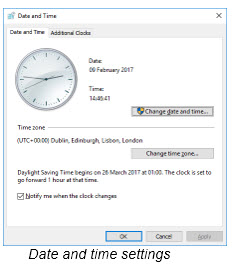 Date and time settings