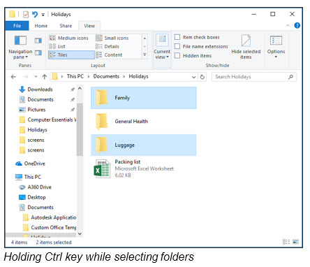 Holding Ctrl key while selecting folders 2