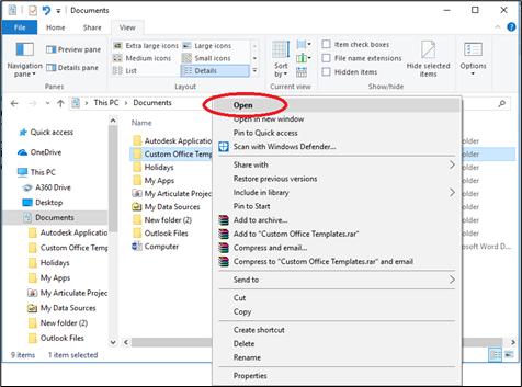 Open a file folder drive