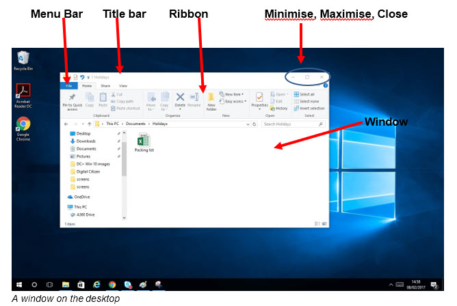 a windows on the desktop