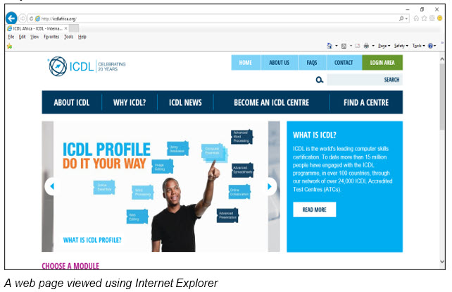 A web page viewed using Internet Explorer