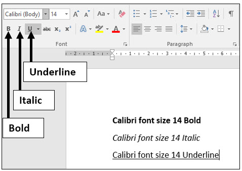 Apply text formatting – bold italic underline