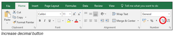 Increase decimal button