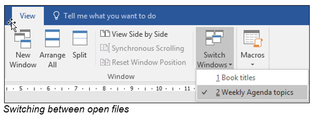 Switch between open documents