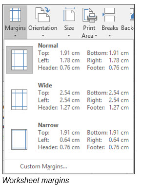 Worksheet margins