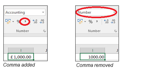 comma added or removed