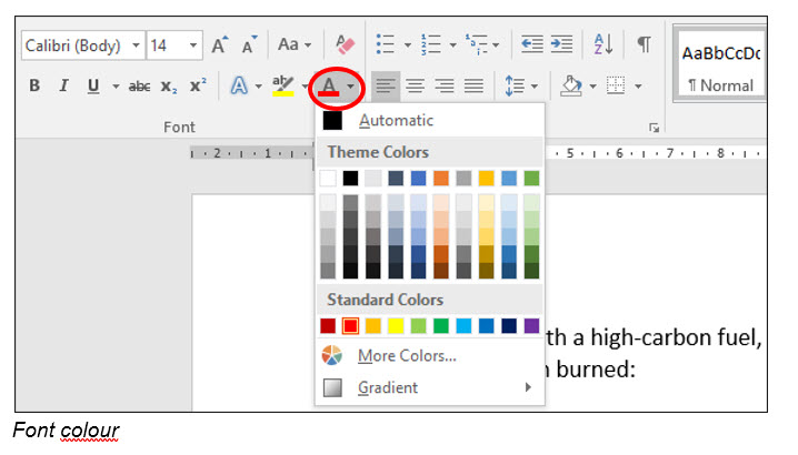 font colour