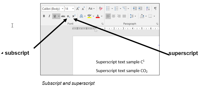 subscript or superscript