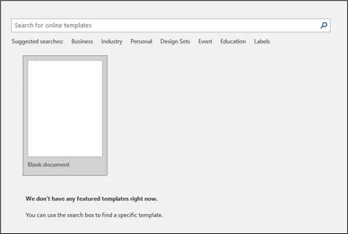 you open a new document by selecting Blank document