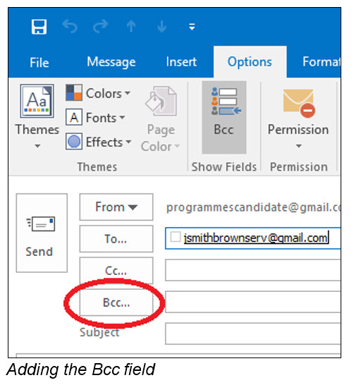 Adding the Bcc field